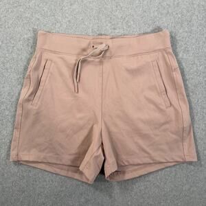 Yogalicious Lux Avenue 4" Shorts Women's Small Taupe Brown Pockets Drawstring